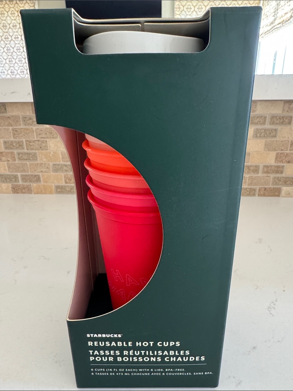 Starbucks Reusable Hot Cups in Red and Orange Gradient Set of 6 NWT